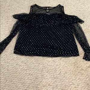 Like new cold shoulder blouse black with sparkles